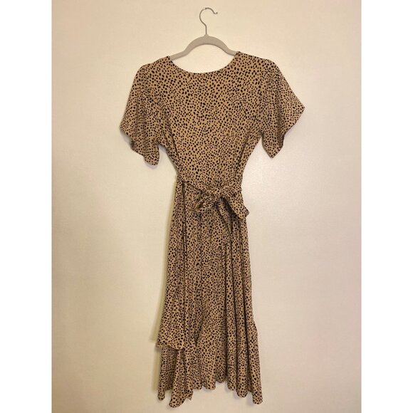 Leopard Print Flutter Sleeve Midi Dress With Tie Waist & Size S By REB. In J. - Picture 5 of 5